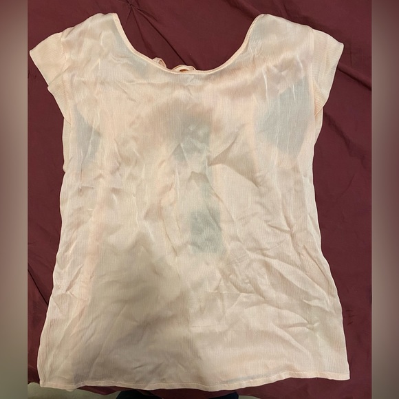 Massimo Dutti Blush Short Sleeve Top Bow - Picture 1 of 7